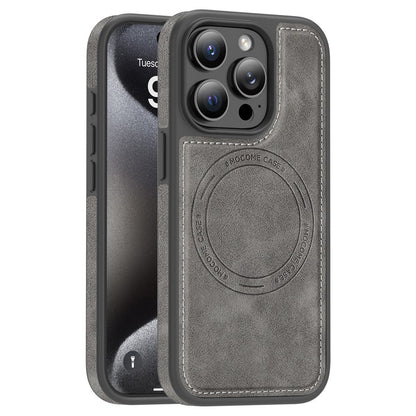 For iPhone 15 Pro Case Compatible with MagSafe Leather Back Phone Cover