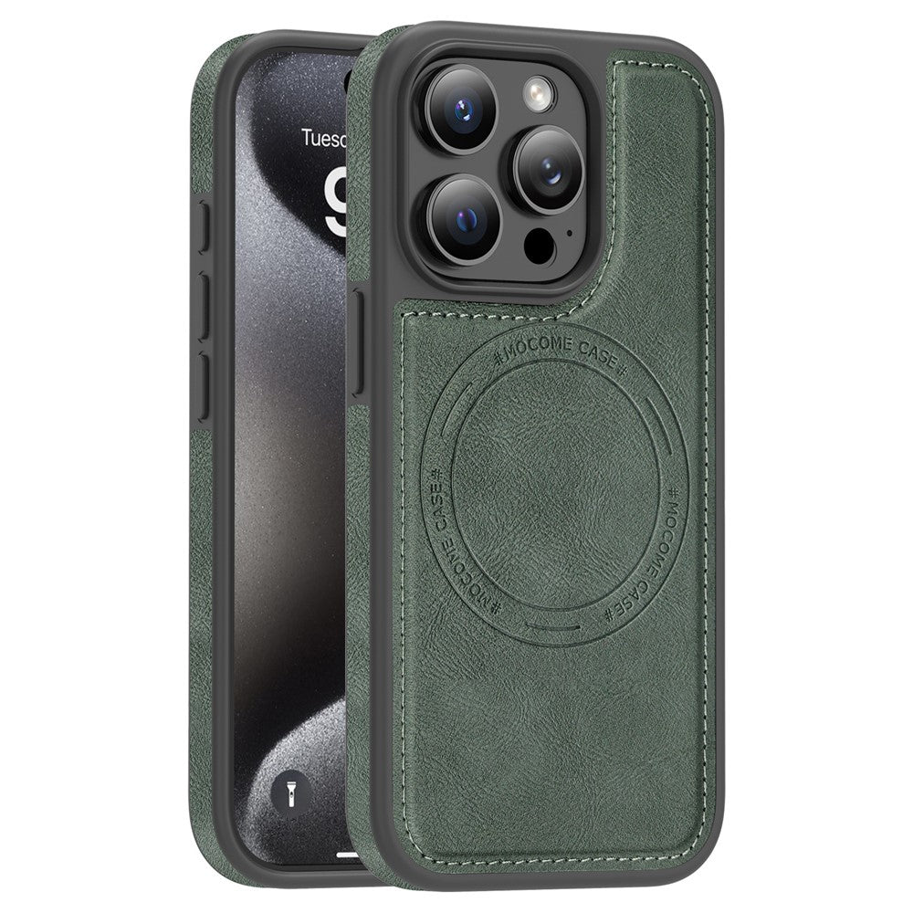 For iPhone 15 Pro Case Compatible with MagSafe Leather Back Phone Cover