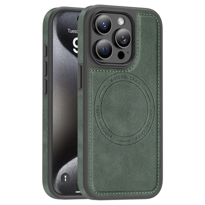 For iPhone 15 Pro Case Compatible with MagSafe Leather Back Phone Cover