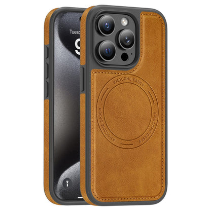 For iPhone 15 Pro Case Compatible with MagSafe Leather Back Phone Cover