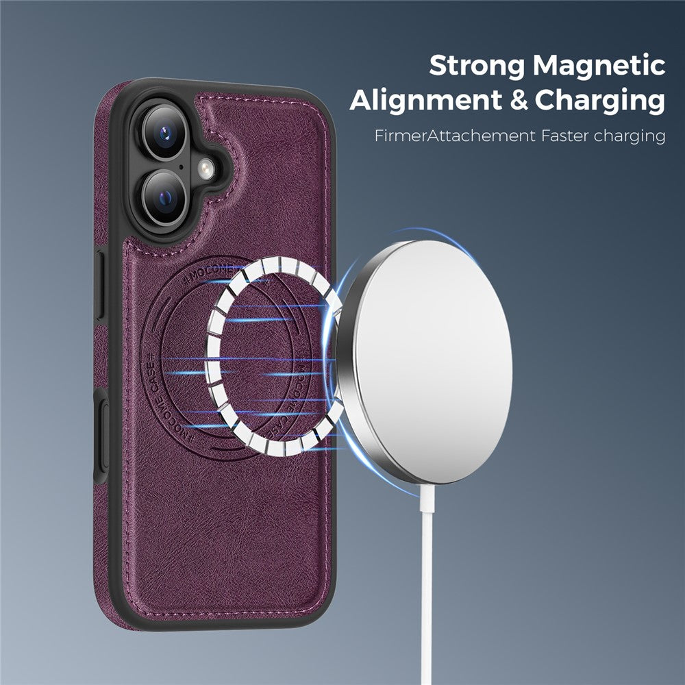 For iPhone 16 Case Compatible with MagSafe Leather Back Phone Cover