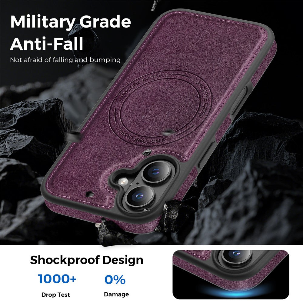 For iPhone 16 Case Compatible with MagSafe Leather Back Phone Cover