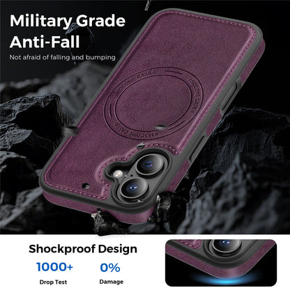 For iPhone 16 Case Compatible with MagSafe Leather Back Phone Cover