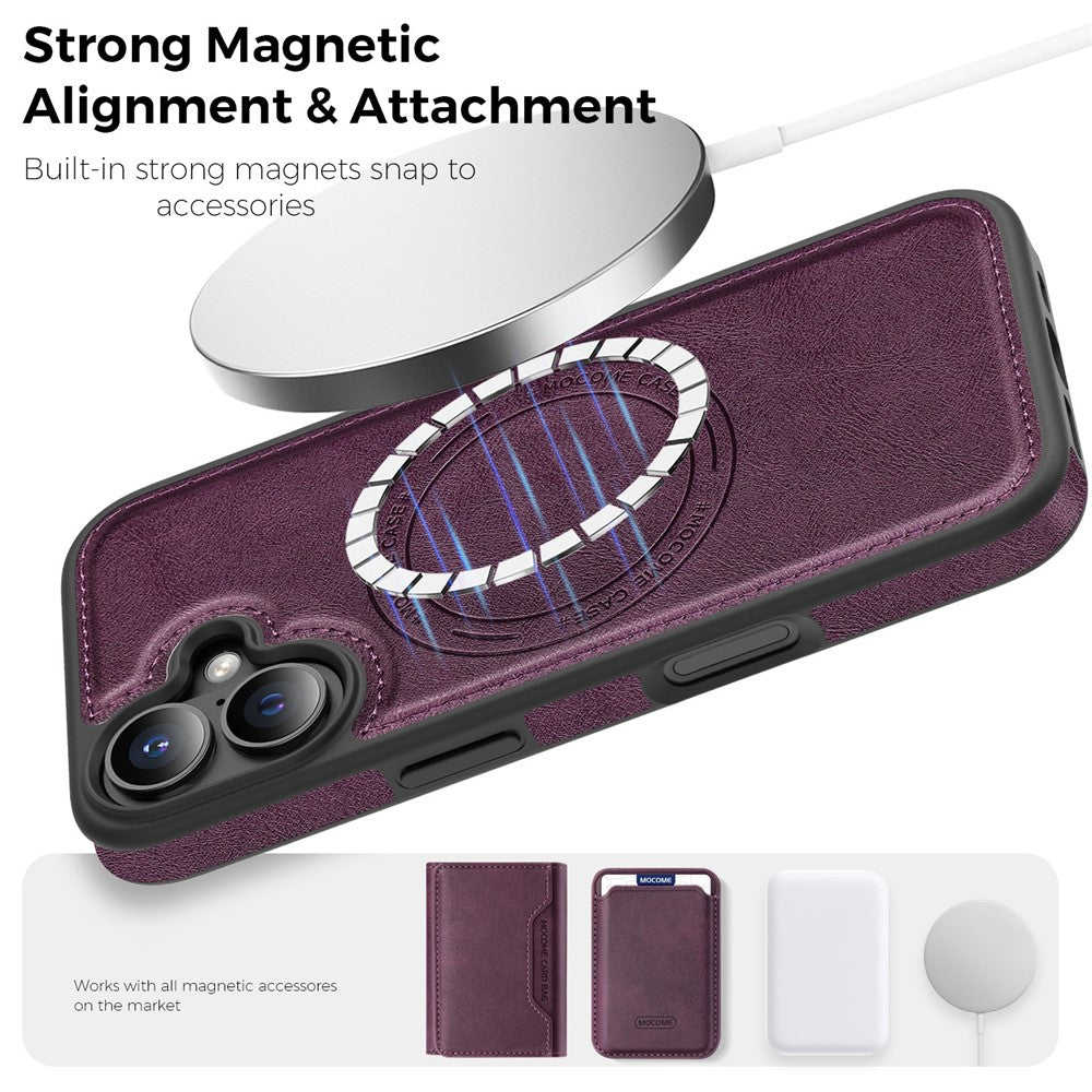 For iPhone 16 Case Compatible with MagSafe Leather Back Phone Cover
