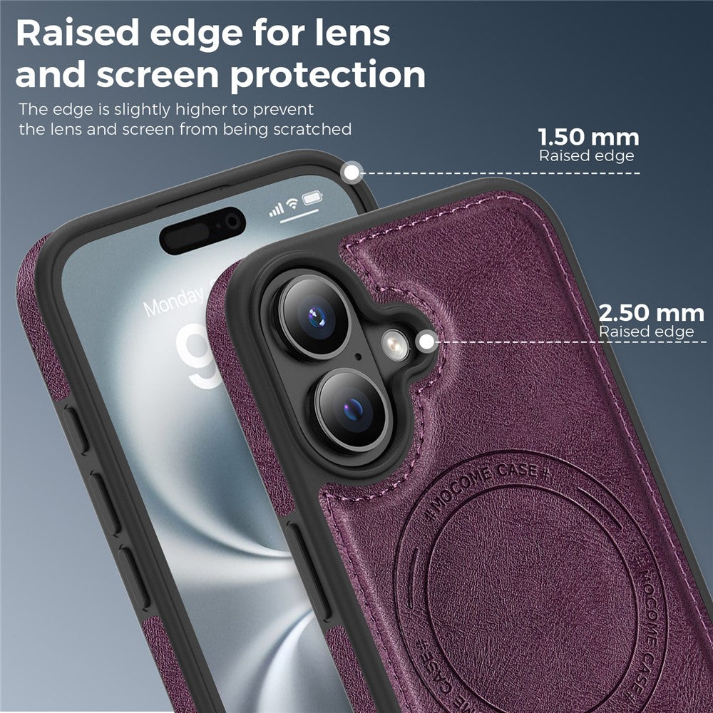 For iPhone 16 Case Compatible with MagSafe Leather Back Phone Cover