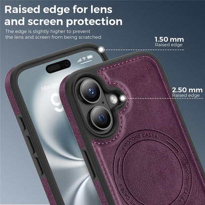 For iPhone 16 Case Compatible with MagSafe Leather Back Phone Cover