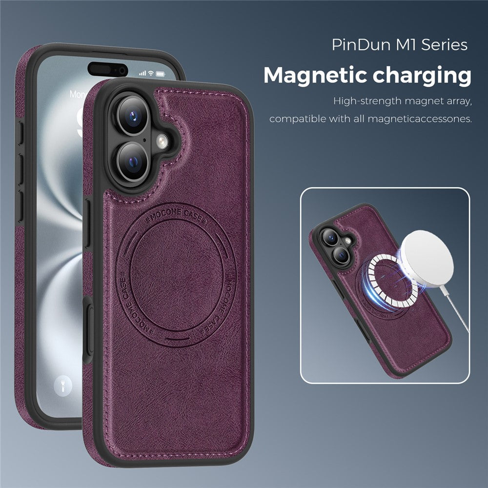 For iPhone 16 Case Compatible with MagSafe Leather Back Phone Cover