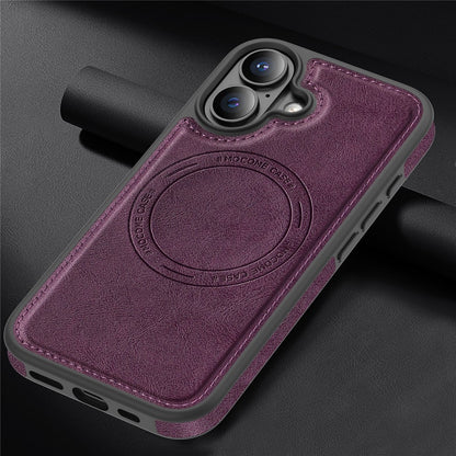 For iPhone 16 Case Compatible with MagSafe Leather Back Phone Cover
