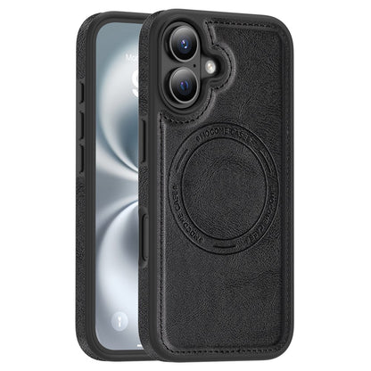 For iPhone 16 Case Compatible with MagSafe Leather Back Phone Cover