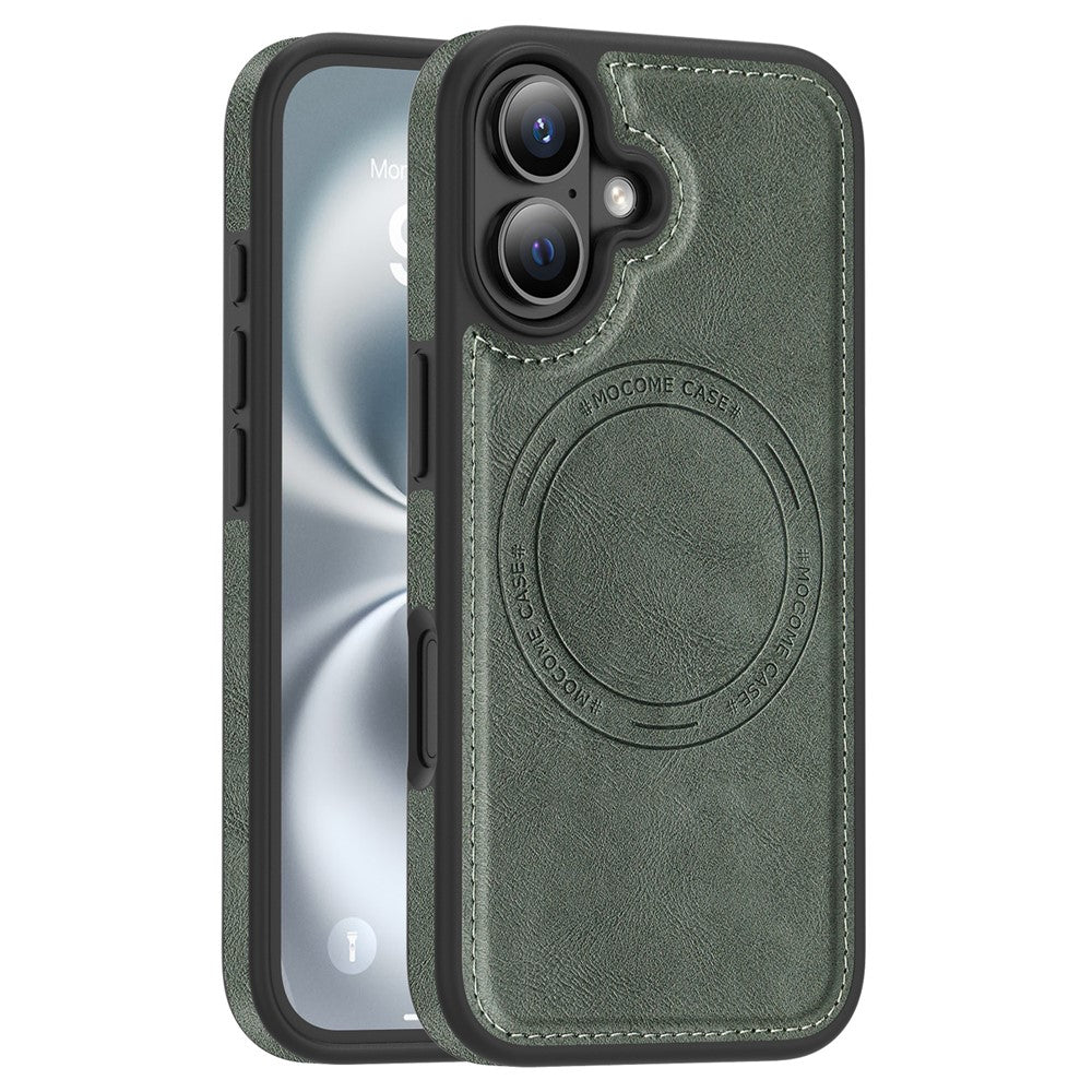 For iPhone 16 Case Compatible with MagSafe Leather Back Phone Cover
