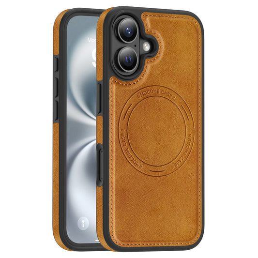 For iPhone 16 Case Compatible with MagSafe Leather Back Phone Cover