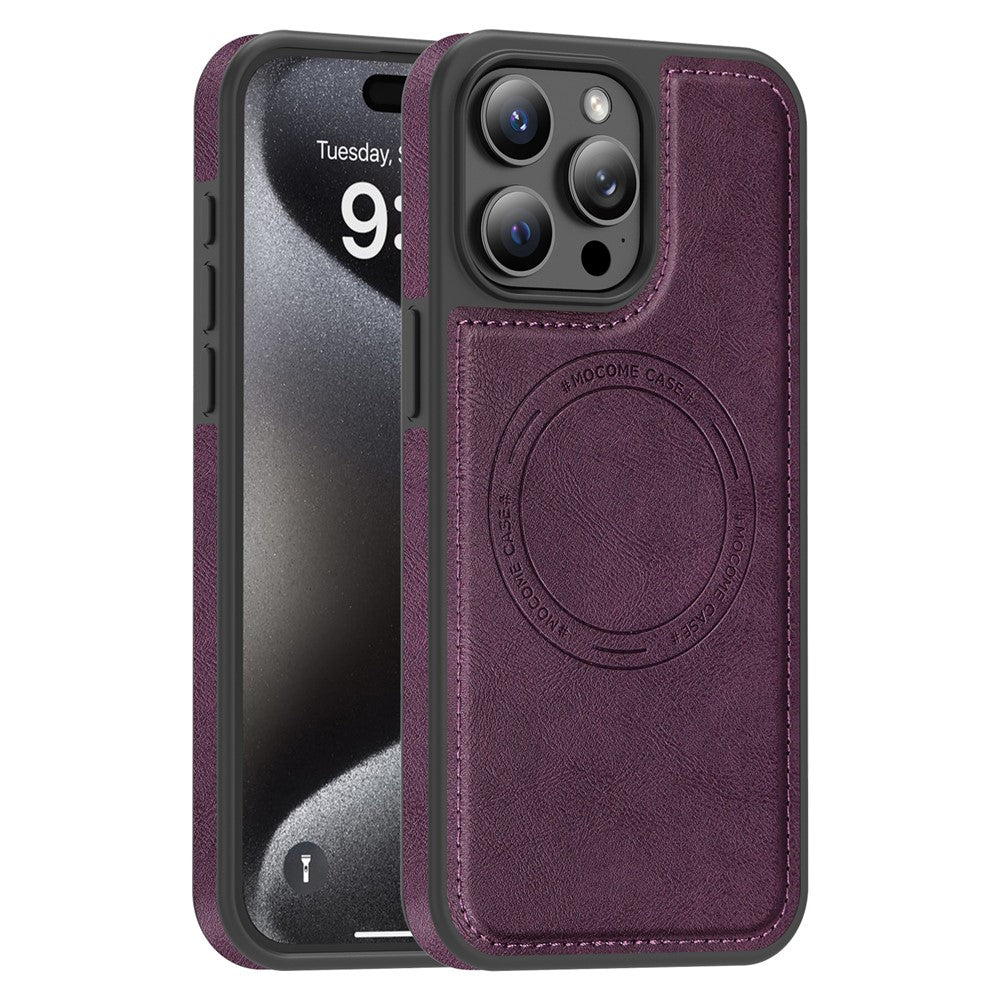 For iPhone 15 Pro Max Case Compatible with MagSafe Leather Back Phone Cover