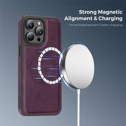 For iPhone 15 Pro Max Case Compatible with MagSafe Leather Back Phone Cover