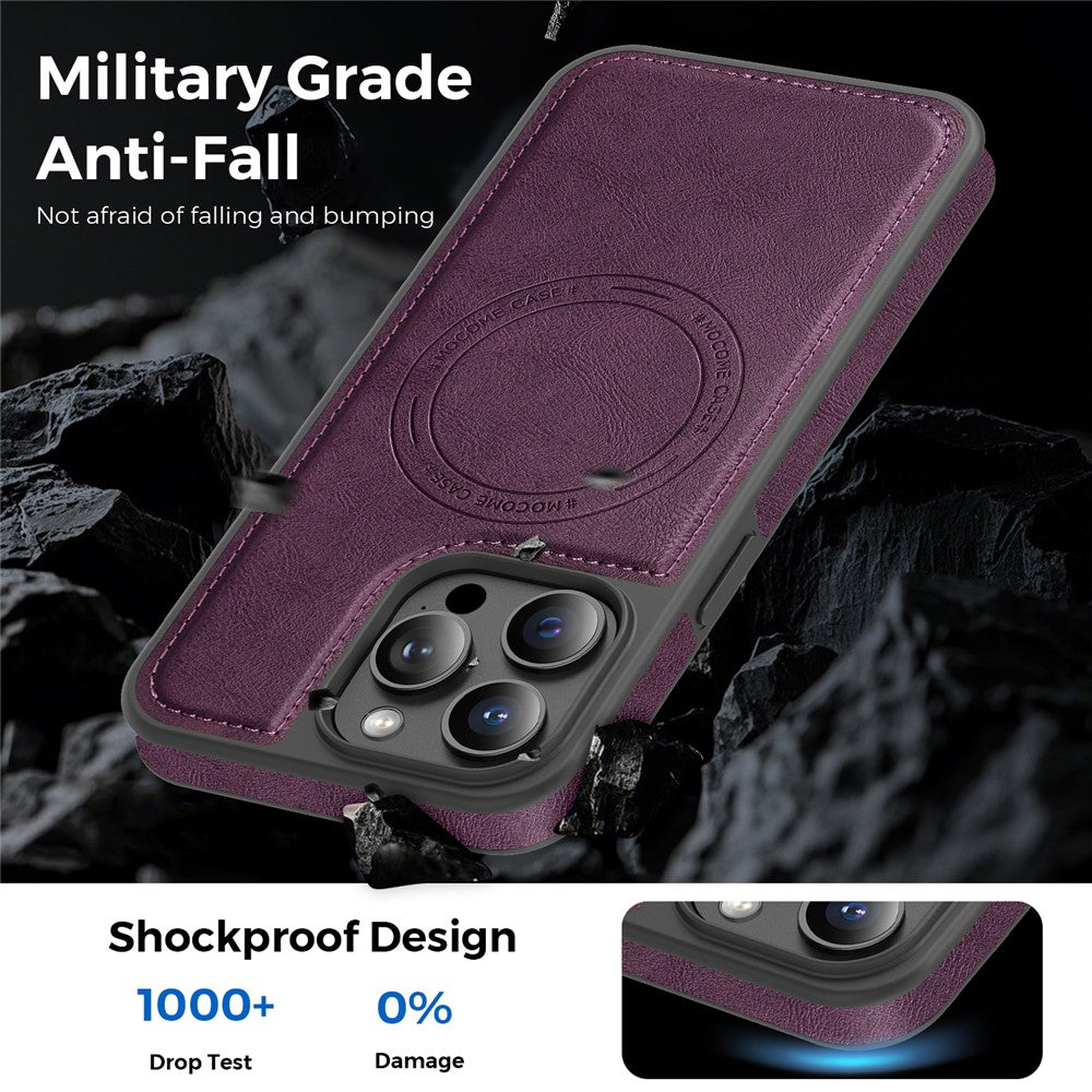 For iPhone 15 Pro Max Case Compatible with MagSafe Leather Back Phone Cover