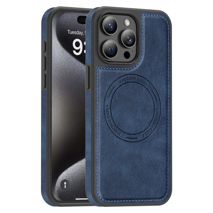 For iPhone 15 Pro Max Case Compatible with MagSafe Leather Back Phone Cover