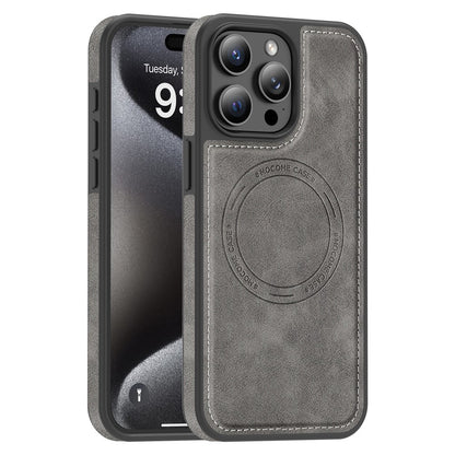 For iPhone 15 Pro Max Case Compatible with MagSafe Leather Back Phone Cover