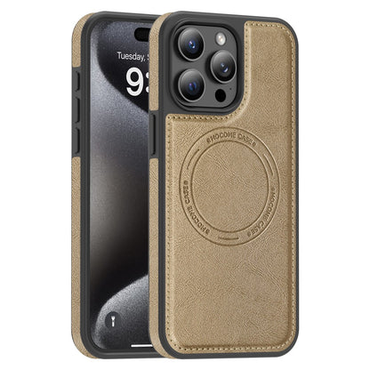 For iPhone 15 Pro Max Case Compatible with MagSafe Leather Back Phone Cover