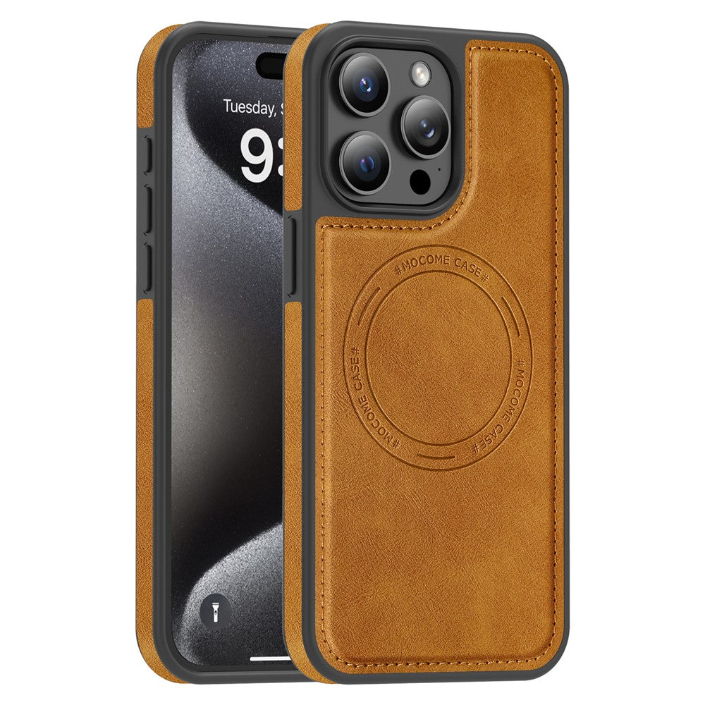 For iPhone 15 Pro Max Case Compatible with MagSafe Leather Back Phone Cover