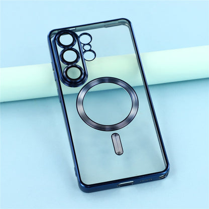 For Samsung Galaxy S25 Ultra Magnetic Case Electroplated TPU Phone Cover with Lens Film