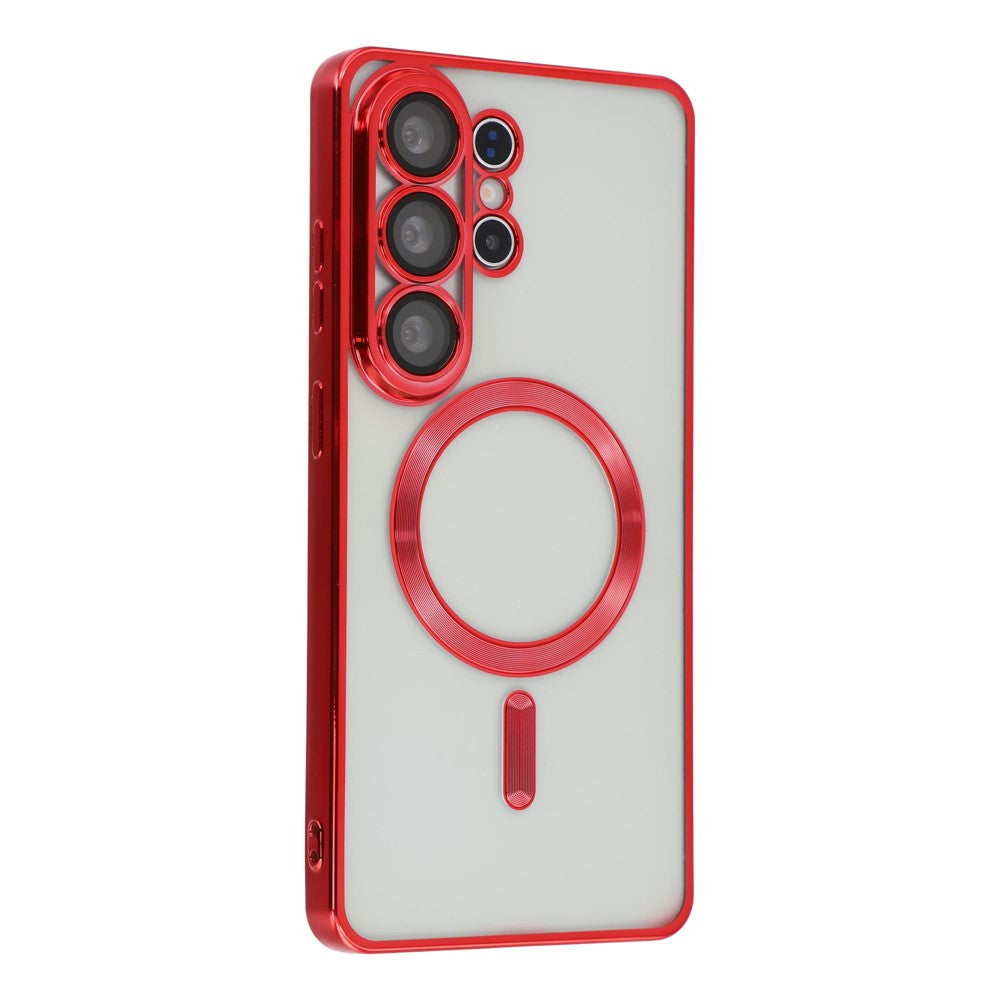For Samsung Galaxy S25 Ultra Magnetic Case Electroplated TPU Phone Cover with Lens Film