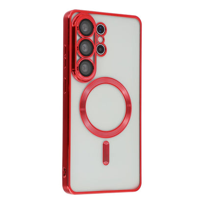 For Samsung Galaxy S25 Ultra Magnetic Case Electroplated TPU Phone Cover with Lens Film