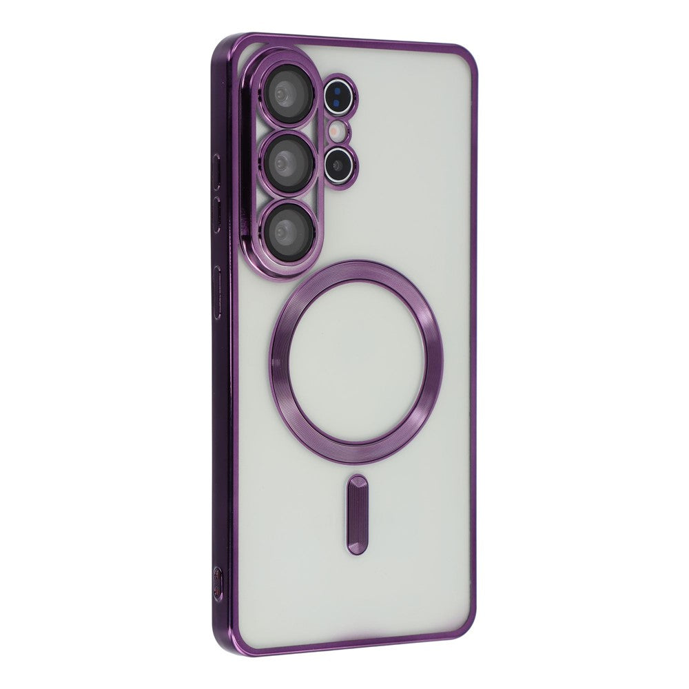 For Samsung Galaxy S25 Ultra Magnetic Case Electroplated TPU Phone Cover with Lens Film
