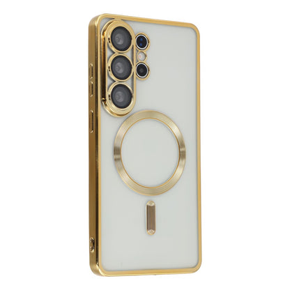 For Samsung Galaxy S25 Ultra Magnetic Case Electroplated TPU Phone Cover with Lens Film