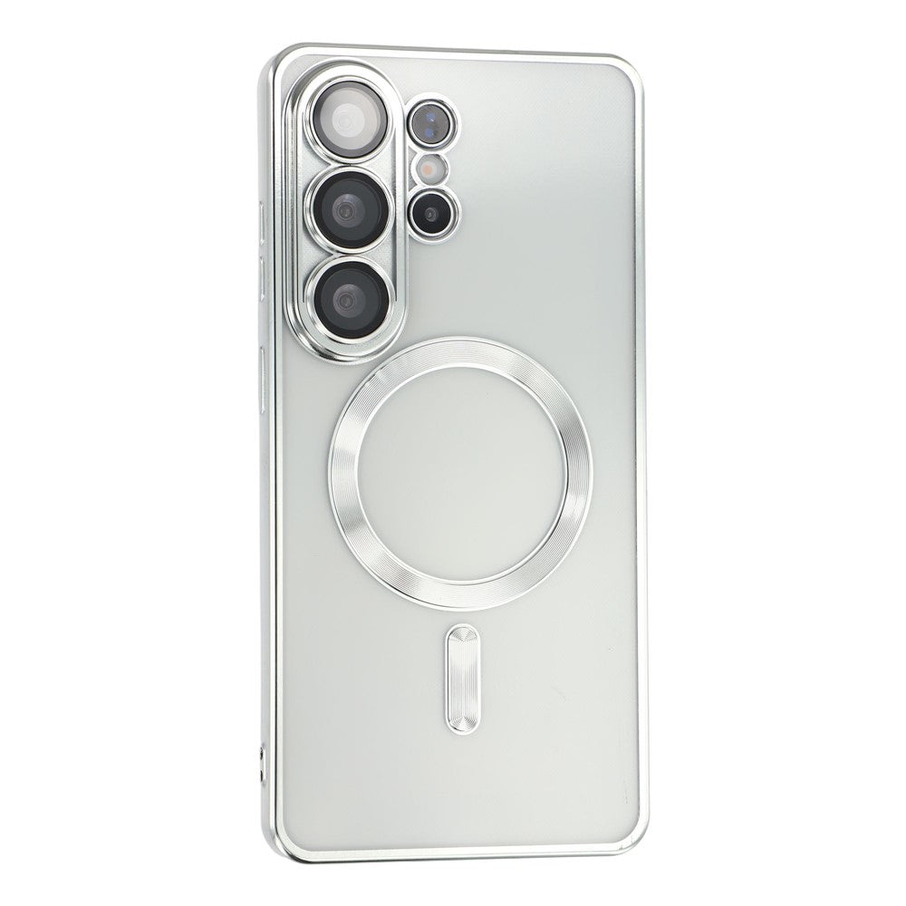For Samsung Galaxy S25 Ultra Magnetic Case Electroplated TPU Phone Cover with Lens Film