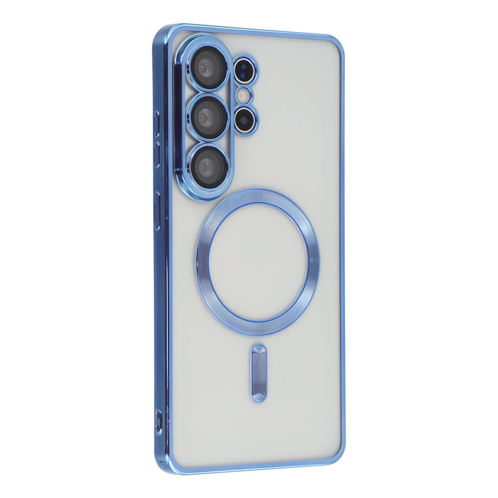 For Samsung Galaxy S25 Ultra Magnetic Case Electroplated TPU Phone Cover with Lens Film