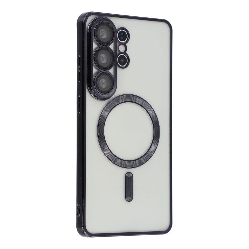 For Samsung Galaxy S25 Ultra Magnetic Case Electroplated TPU Phone Cover with Lens Film
