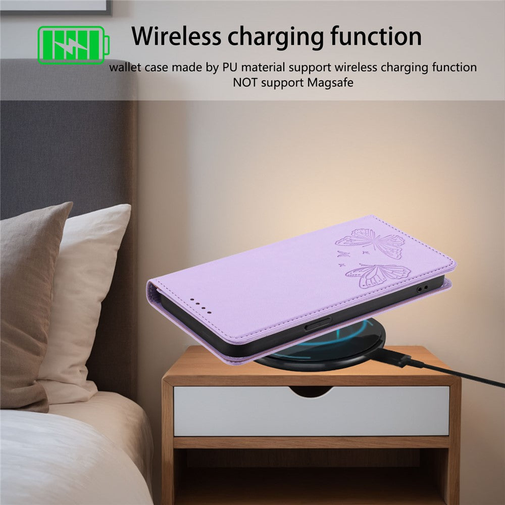 For Samsung Galaxy S26 Ultra Wallet Case RFID Blocking Butterfly Imprinted Magnetic Flip Leather Cover