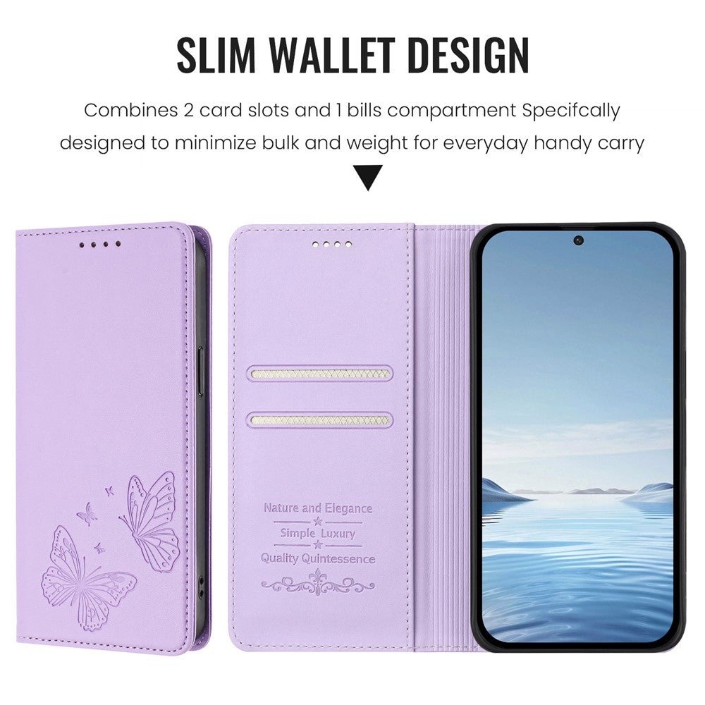For Samsung Galaxy S26 Ultra Wallet Case RFID Blocking Butterfly Imprinted Magnetic Flip Leather Cover