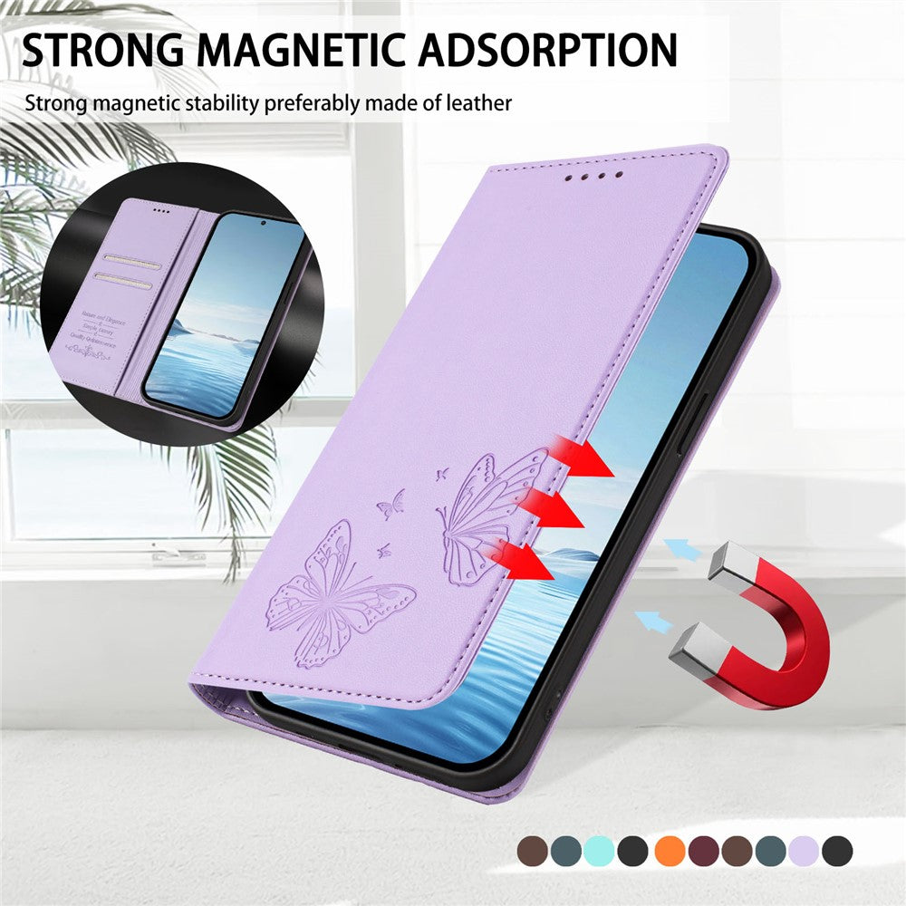 For Samsung Galaxy S26 Ultra Wallet Case RFID Blocking Butterfly Imprinted Magnetic Flip Leather Cover