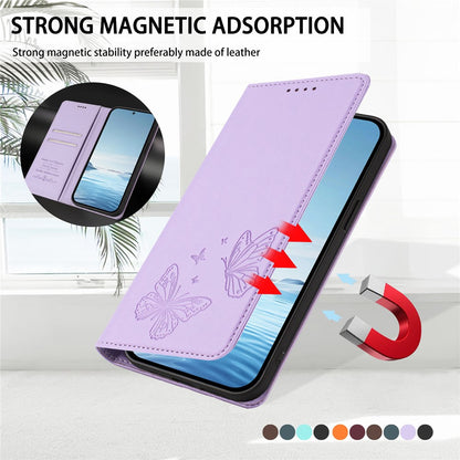 For Samsung Galaxy S26 Ultra Wallet Case RFID Blocking Butterfly Imprinted Magnetic Flip Leather Cover