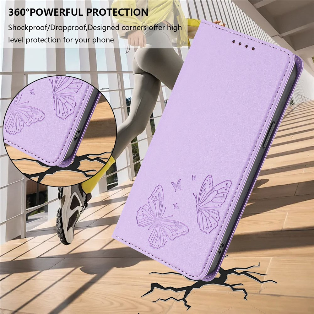 For Samsung Galaxy S26 Ultra Wallet Case RFID Blocking Butterfly Imprinted Magnetic Flip Leather Cover