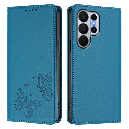 For Samsung Galaxy S26 Ultra Wallet Case RFID Blocking Butterfly Imprinted Magnetic Flip Leather Cover