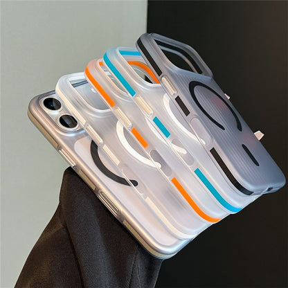 For iPhone 17 Pro Magnetic Phone Case Matte Texture Shockproof Protective PC Cover Compatible with MagSafe