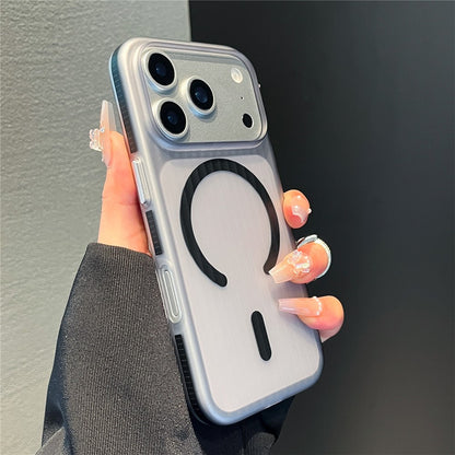 For iPhone 17 Pro Magnetic Phone Case Matte Texture Shockproof Protective PC Cover Compatible with MagSafe