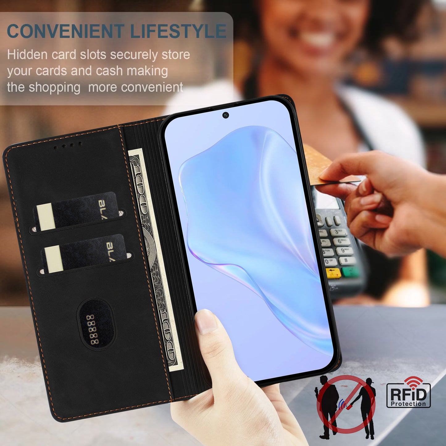 For Samsung Galaxy S25 Ultra Case HX RFID Blocking Wallet Stand Leather Flip Phone Cover