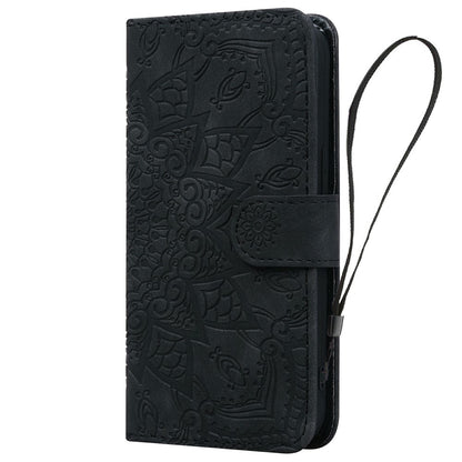 For Samsung Galaxy S26 Ultra Case Flower Imprinted PU Leather Wallet Flip Phone Cover with Wrist Strap