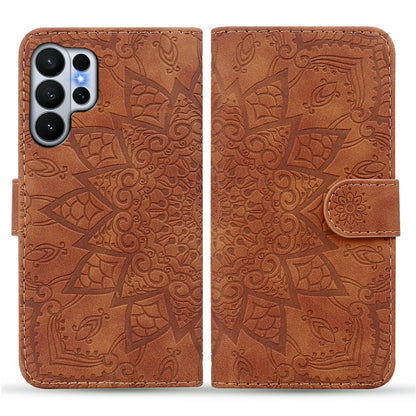For Samsung Galaxy S26 Ultra Case Flower Imprinted PU Leather Wallet Flip Phone Cover with Wrist Strap