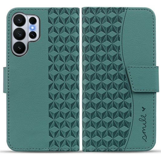 For Samsung Galaxy S26 Ultra Case Rhombus Pattern Leather Wallet Phone Cover with Wrist Strap