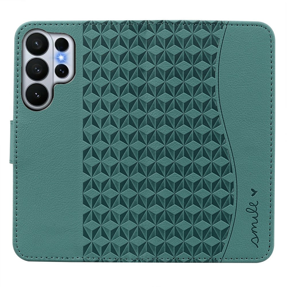 For Samsung Galaxy S26 Ultra Case Rhombus Pattern Leather Wallet Phone Cover with Wrist Strap