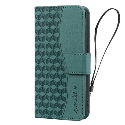 For Samsung Galaxy S26 Ultra Case Rhombus Pattern Leather Wallet Phone Cover with Wrist Strap