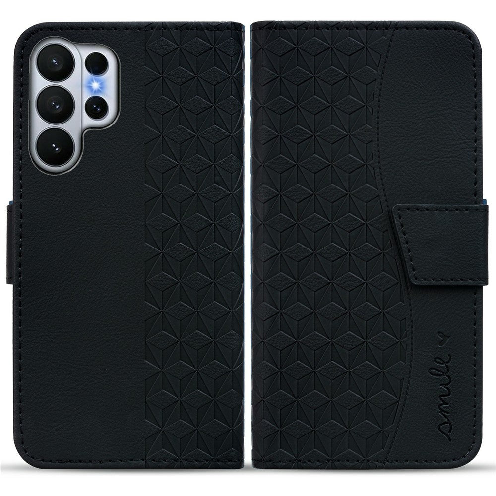 For Samsung Galaxy S26 Ultra Case Rhombus Pattern Leather Wallet Phone Cover with Wrist Strap