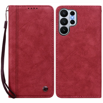 For Samsung Galaxy S26 Ultra Case Lines Pattern Wallet Leather Phone Cover with Strap
