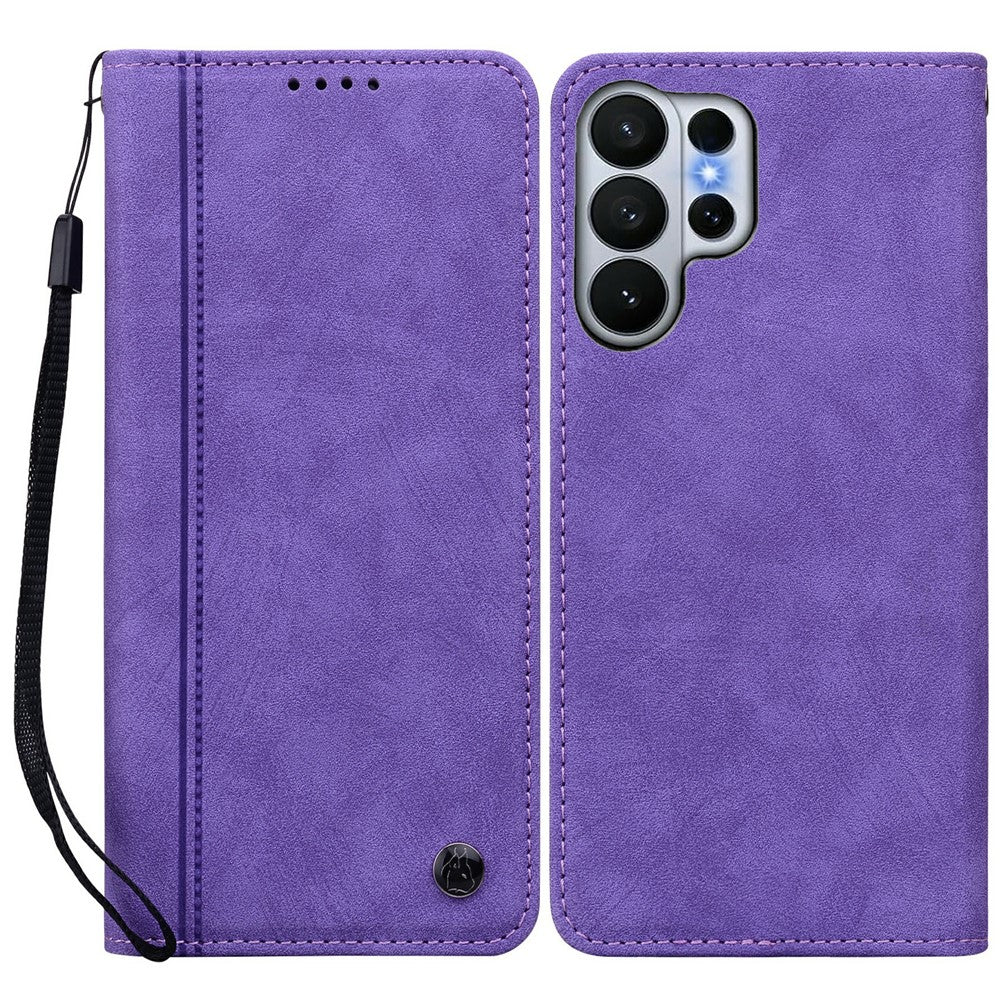 For Samsung Galaxy S26 Ultra Case Lines Pattern Wallet Leather Phone Cover with Strap