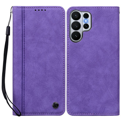 For Samsung Galaxy S26 Ultra Case Lines Pattern Wallet Leather Phone Cover with Strap