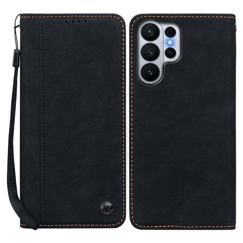 For Samsung Galaxy S26 Ultra Case Lines Pattern Wallet Leather Phone Cover with Strap