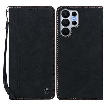 For Samsung Galaxy S26 Ultra Case Lines Pattern Wallet Leather Phone Cover with Strap